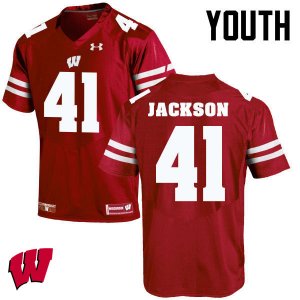 Youth Wisconsin Badgers NCAA #41 Paul Jackson Red Authentic Under Armour Stitched College Football Jersey JN31V06OQ